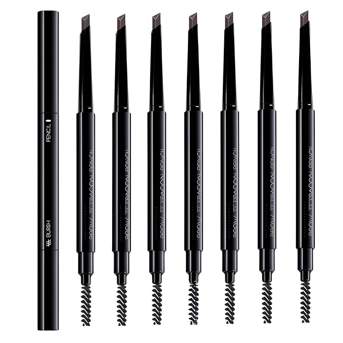 Dark Brown Eyebrow Pencil,8 Pack Eyebrow Pencils for Women Set,Retractable Definer Eye Brow Pencil Waterproof Sweatproof Long-Lasting,with Spoolie Brush,S1.