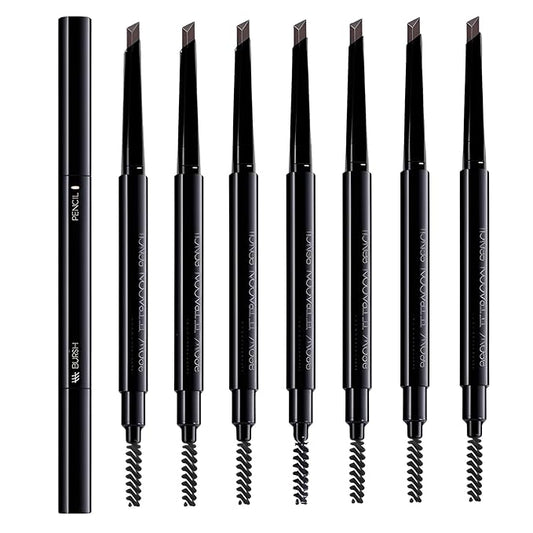 Dark Brown Eyebrow Pencil,8 Pack Eyebrow Pencils for Women Set,Retractable Definer Eye Brow Pencil Waterproof Sweatproof Long-Lasting,with Spoolie Brush,S1.