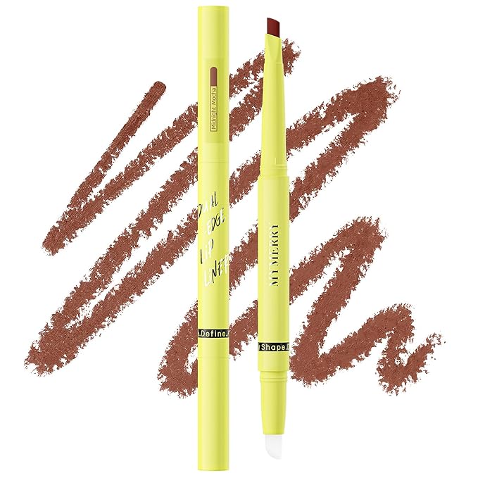 2-in-1 Lip Filler Liner w/Blending Tip, Creamy Matte Lip Pencil for Defining, Shaping & Featherproof Lock, Infused Jojoba Oil & Vitamin E, Vegan & Cruelty-Free, Midnight Mocha