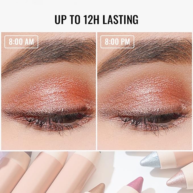 Oulac Twist-Up Shimmer Eyeshadow Stick – Waterproof Creamy Blendable Texture, Vegan & Cruelty-Free Eye Makeup, 1.25g, 01Vanilla