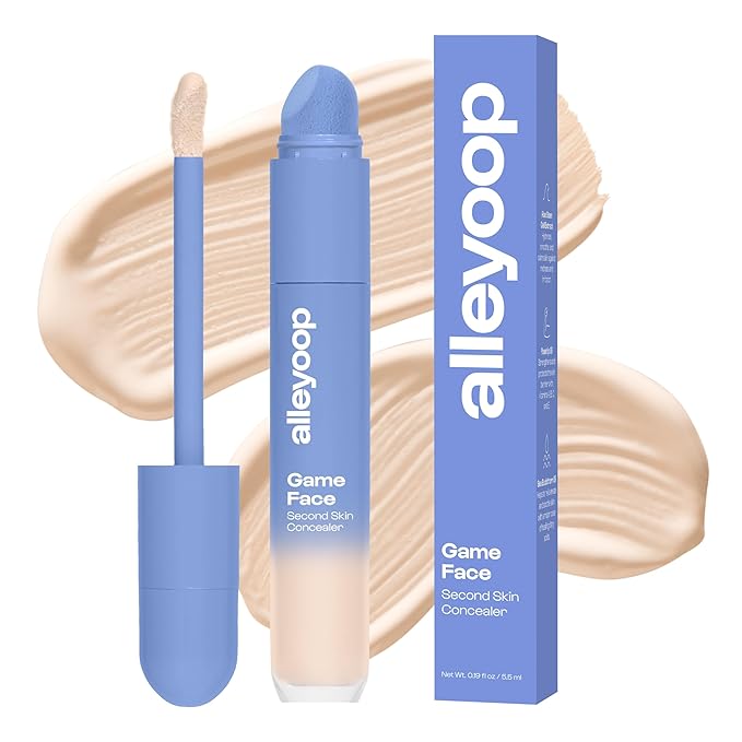Alleyoop Game Face Makeup Concealer - Lightweight, Buildable Under Eye Concealer for Dark Circles, Hydrating Cream Formula for Women with Aloe Stem Cell - Smooth, Crease-Proof Makeup, Superstar