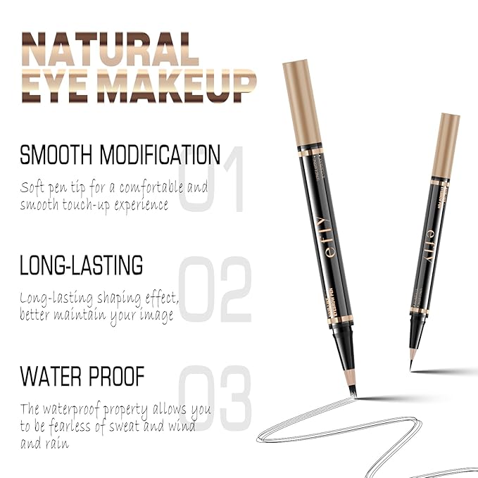 Eyebrow Pencils for Women, Microblading Eyebrow Pen Magical 2-in-1 Dual-Ended Brow Pen with 3D & Precise Brush-Tip Create Natural Hair-Like Brows, Last All-Day(Black)