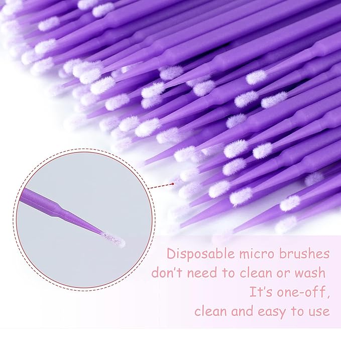 G2PLUS Micro Swabs - 100pcs Cotton Swabs for Makeup, Purple Disposable Applicators Brush for Nails, Eyeliner and Lash Tech Supplies