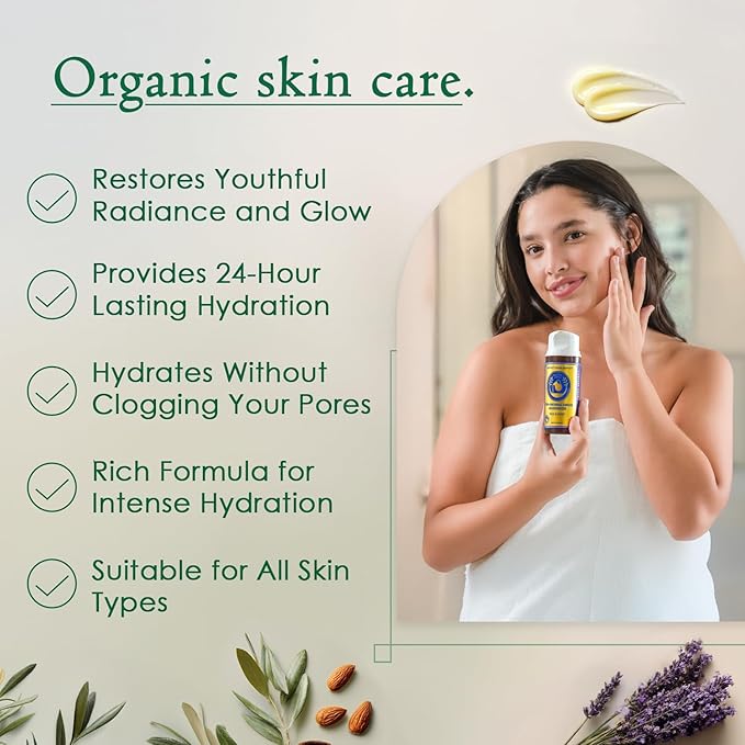Ancient Greek Remedy Organic Face Moisturizer for Dry Skin - Anti Aging Face & Body Butter Cream - Almond, Jojoba, Olive, Rosehip, Vitamin E, Lavender Oil. Natural Lotion for Women & Men 3.4 oz