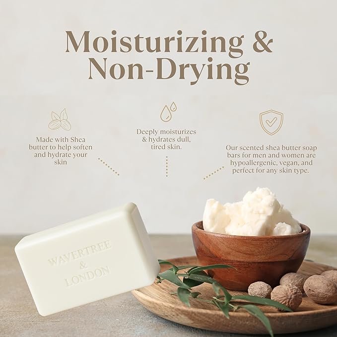 Wavertree & London Goats Milk Scented Natural Soap Bars (Pack of 8), 7oz Moisturizing French Triple Milled Soap Bars enriched with shea butter - Plant Based Bath & Body Bars for All Skin Types