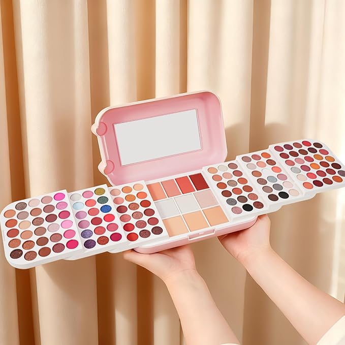 Professional Makeup Kit for Women,140 Colors Cosmetic Make up Palette Set Kit Combination,Include Eyeshadow,Blush,Highlighter, Pressed Powder,Makeup Gift Set for Women Girls &Teens (Pink N)