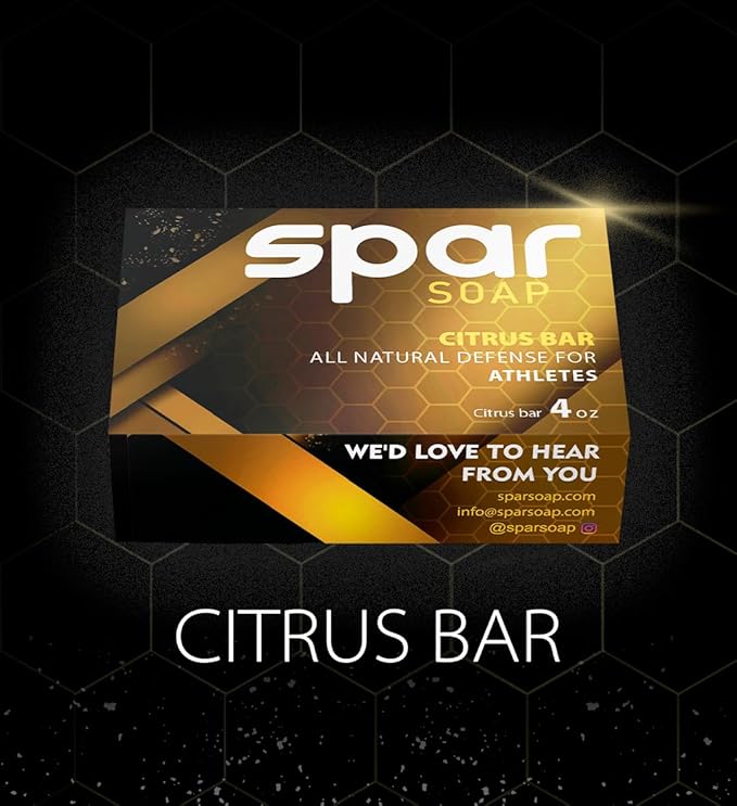 Spar Soap Citrus Bar (4 Ounce), Tangerine and Tea Tree, Antifungal Properties, For BJJ, Wrestlers, Grapplers, Men/Women, USA Made Body Soap, For Body Odor, With Shea Butter and Mango Butter