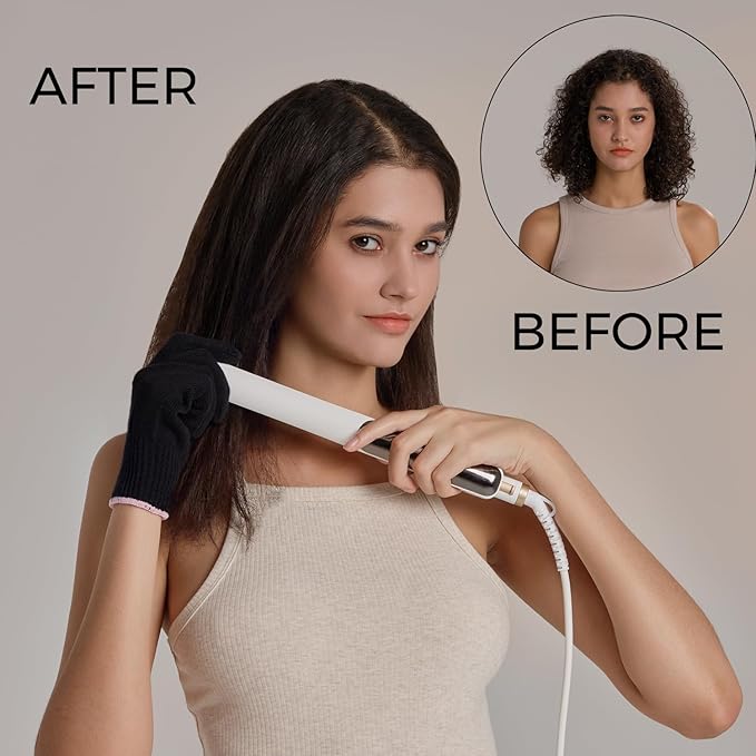 Ultra Thin Titanium Flat Iron Hair Straightener, 1 Inch Double Side Fast Heating Styling Iron for Straightening or Curling, Dual Voltage Real-Time Temp Display, White