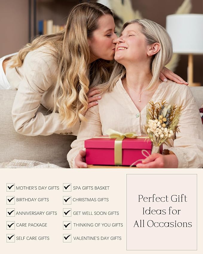 Spa Gifts for Women - Valentines Day Gifts for Her, Natural Themed Self Care Kit, Birthday Anniversary Care Package Ideas for Wife Girlfriend Mom from Daughter Husband Friend, 8PCS Items