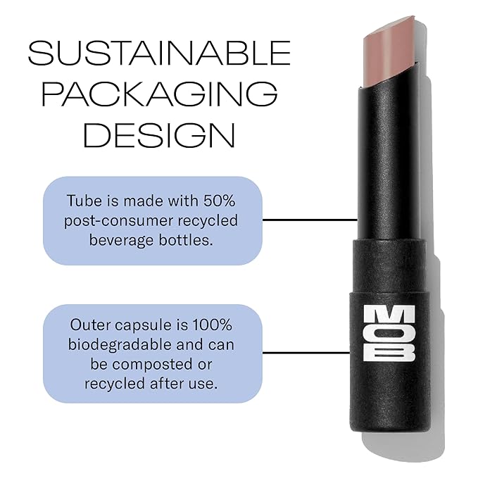 MOB Beauty Soft Matte Lipstick M102 – Mauve Greige | Weightless, One-Swipe Color Infused with Skincare | Vegan, Silicone-Free, Cruelty-Free Formula in a Biodegradable Capsule