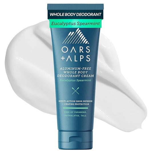 Oars + Alps Whole Body Deodorant for Men & Women, Aluminum Free & Deodorant with Spearmint, Citrus, Cedar, Multi-Action Odor Defense, Long Lasting, Anti-Chafe, Eucalyptus Spearmint, 2.5oz