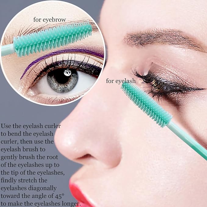 BIHRTC 100PCS Mascara Wands Lip Applicators Liner Brushes Makeup Tools Silicone Disposable Eyebrow Brushes Makeup Brush Eye Lash Extension for Women Girls Salon Beauty Cosmetic Make Up Tool