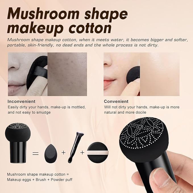 Mushroom Head Air Cushion CC Cream - BB Cream Foundation Makeup Concealer Moisturizing Oil Control, Long-Lasting & Waterproof, Easy Makeup Even Skin Tone (Medium, 3.21 Ounce (Pack of 1))