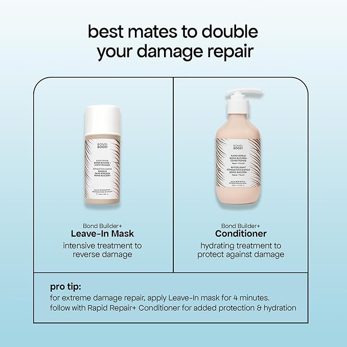 BONDIBOOST Rapid Repair Bond Builder + Conditioner for Damaged Hair [10.14 fl oz], Strengthen + Hydrate + Restores Hair Health with Deep Conditioning Treatment