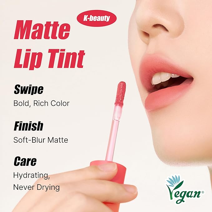Touch in Sol Vegan Again Blur Core Lip Tint (#Chill-out Red) - Long Lasting, High Pigment Velvet Matte Lip Stain – Lightweight Smooth Blur Finish