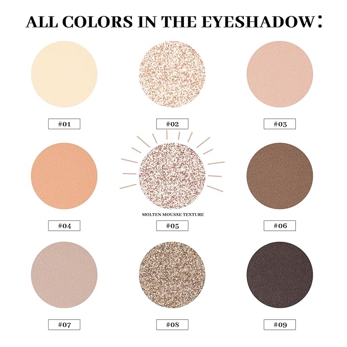 Neutral Eyeshadow Palette, Nude Eyeshadow Palette, Matte Eye Shadow Makeup Palette with Mirror, Long-Lasting Wear, Vegan, Cruelty-Free - 0.5oz