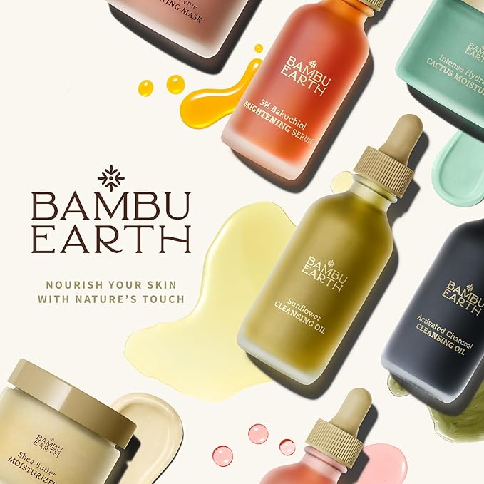 Bambu Earth Sunflower Cleansing Oil - Daily Face Cleanser & Makeup Remover for Clear Skin - Gentle Sunscreen and Makeup Remover, Essential Skincare with Organic Sunflower and Safflower Oils - 2 Fl. oz