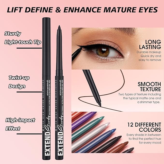 Gold Cream Eyeliner Pencil Waterproof Retractable Gold Gel Eyeliner Smudge-proof Hypoallergenic (03#)