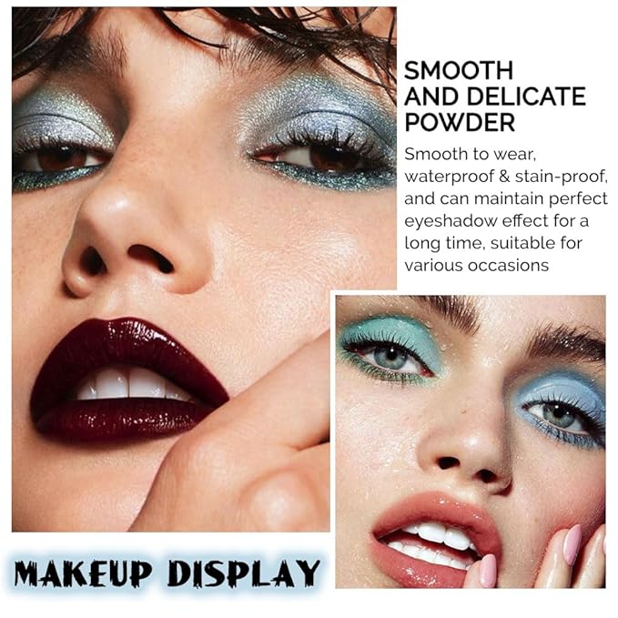 evpct 9 Colors Blue Glitter Eyeshadow Palette, Glitter Dark Light Royal Cobalt Baby Sky Navy Blue Metallic Shimmer Sparkly Eye Shadow Palette Makeup for Older Women Eyes, Highly Pigmented Eyeshadow