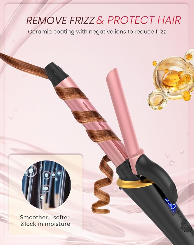 Ukliss Mini Curling Iron, Heats in 30s for Natural Waves & Loose Curls, Dual Voltage Travel Curling Iron with 5 Temp & Anti-Scald Guard, Perfect for Short to Medium Hair (Black, 3/4 Inch)