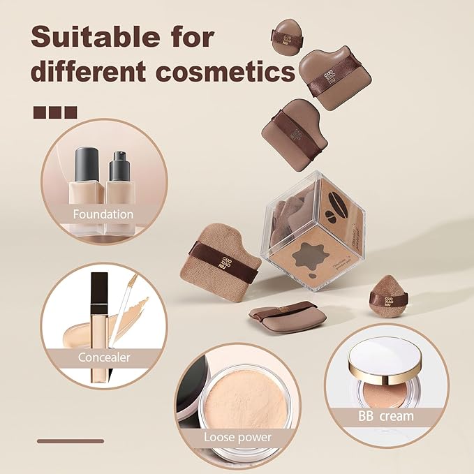 24Pcs Powder Puff Set with 4 Cases, Velour/Leather/Air Cushion Makeup Puff, Reusable & Washable, Ideal For Foundation, powder cream, Setting, concealer, Wet Dry Makeup tools (4Box)