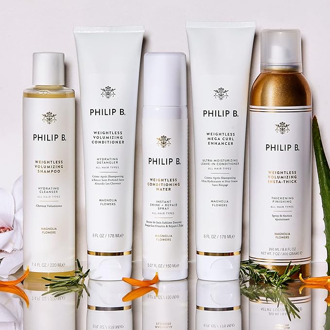 PHILIP B Weightless Volumizing Conditioner, 6 fl. oz. (178 ml) - Ultra-light Hair Detangler, Adds Extra Body and Shine