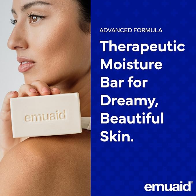 emuaid Therapeutic Moisture Bar – Medicated Face & Body Cleansing Bar for Fungal-Prone Skin, Jock Itch & Irritation Relief, Soothes & Hydrates with 5% Emu Oil, Tea Tree & Natural Oils, 5oz