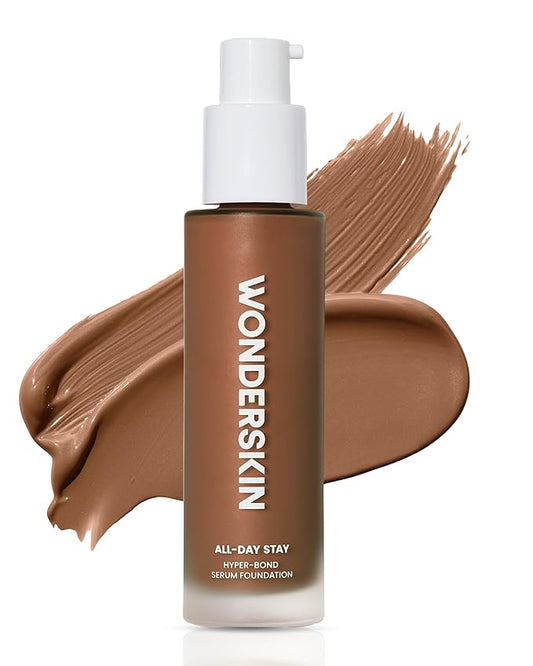 Wonderskin Hyper Bond All-Day Stay Serum Foundation – Waterproof, Transfer-Proof, 24HR Longwear Face Makeup with Niacinamide & Hyaluronic Acid – Lightweight, Natural Finish (Moxy)
