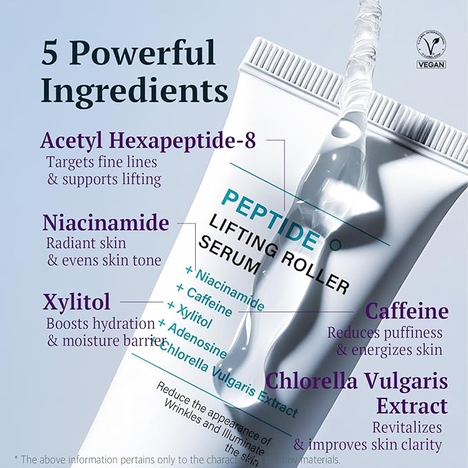 Re.SPN Peptide Lifting Roller Serum – For Wrinkles, Lifting & Pore Tightening on Face & Neck with Gua Sha Applicator, Vegan, Anti-wrinkle Peptide, Niacinamide, K-Beauty (1.69 fl oz)