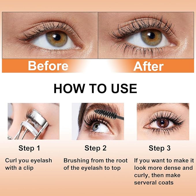 Purple Mascara Volumizing Lengthening Curling Mascara Hypoallergenic Smudge-proof Liquid Lash Extensions Water proof Lightweight Defining Long-wearing No Flaking, No Clumping (08#)