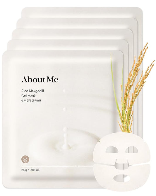About Me Rice Makgeolli Gel Mask – Korean Gyeongbokgung Rice Powder Hydrogel Face Mask for All Skin Types – Traditional Fermentation with Galactomyces & Niacinamide – Korean Skin Care – 5 Sheet