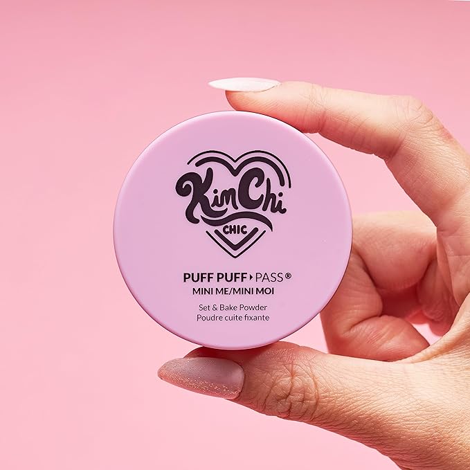 KimChi Chic Beauty Mini Me Puff Puff Pass Set and Bake Setting Powder for Makeup, Soft Natural Face Makeup for Uneven Skin Tone, 0.17oz, 02 Banana