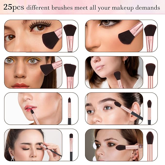 47Pcs Makeup Brush Set, Multi-functional Cosmetic Tool Professional Makeup Brushes with Cosmetic Bag for Women and Girl