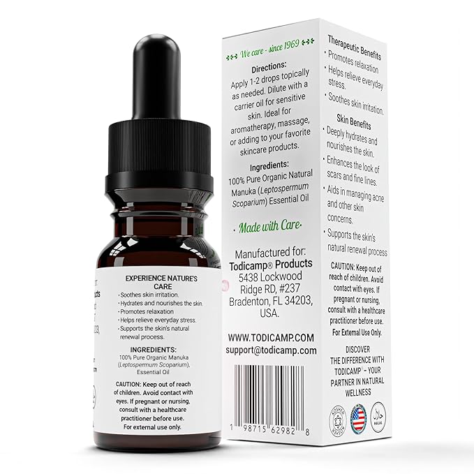 100% Pure Manuka Oil from New Zealand | Therapeutic-Grade Essential Oil for Wound Care, Skin Soothing, Nail & Scalp Health | Undiluted, Cold-Pressed Manuka for Face, Hair & Body