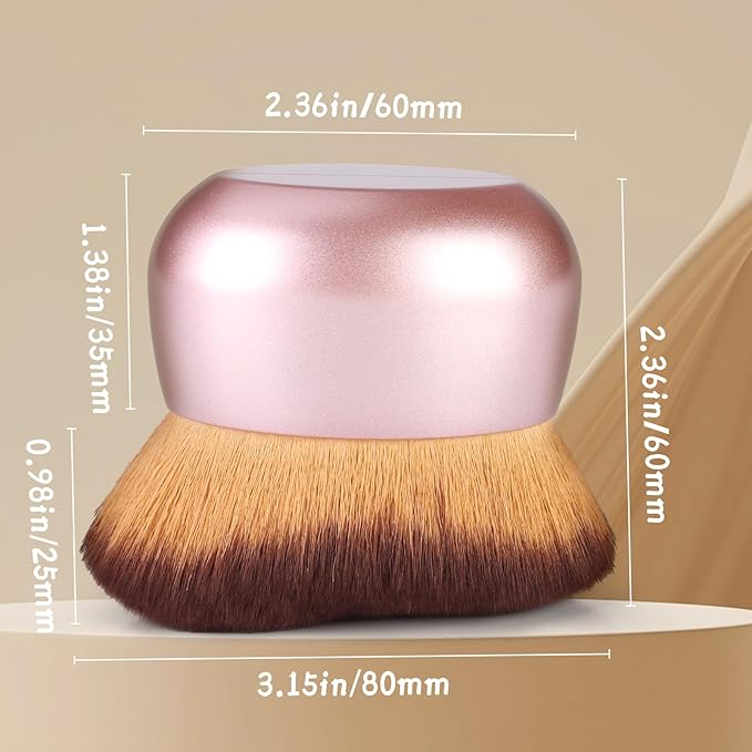 Extra Large Body Makeup Brush,Oval Face & Back Kabuki Brush for Flawless Contour, Bronzer & Leg Makeup,Dry Brushing & Facial Massager,Premium Matte Gold Design