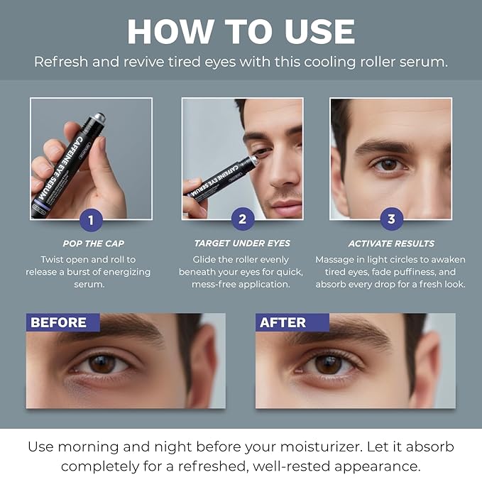 Disco Eye Serum, 12% Caffeine 8% Hyaluronic Acid, Niacinamide Peptides, Puffy Bags Fine Lines Dark Circles Wrinkles, Sandalwood - Hydrating Vitamin C 360° Roller Massage Ball Anti-Aging Cream 0.5oz