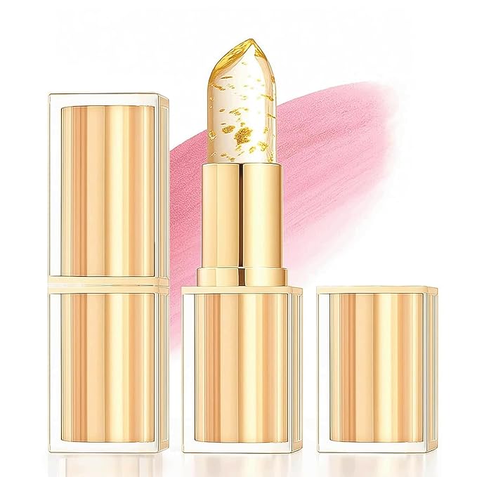 Color Changing Lipstick, Gold Crystal Color Changing Lipstick, Transferproof Colors Changings Transparente Lipsticks, Long Lasting 24 Hours, Moisturizing Glossy Shine Lip Gloss for Women (1pcs)