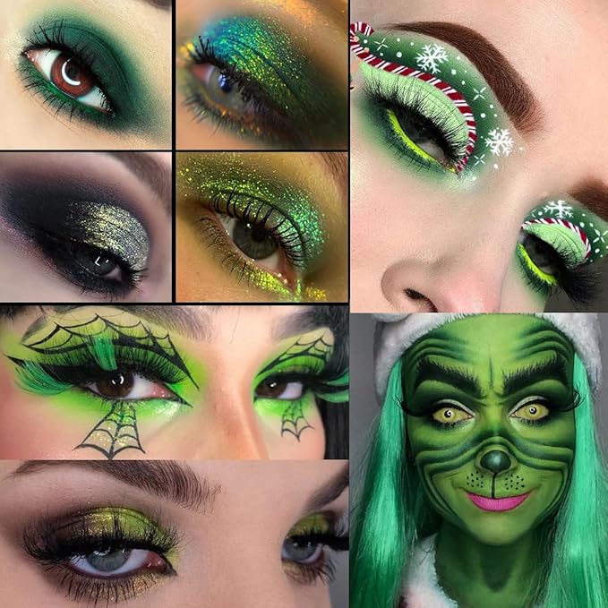 DE'LANCI Olive Green Eyeshadow Palette Multichrome, Ultra-Pigmented Chrome Brown Green Eye Shadow for Green Eyes Makeup, Matte Shimmer Dark Lime Emerald Eyeshadow Pallet for Goth Cos Christmas Makeup