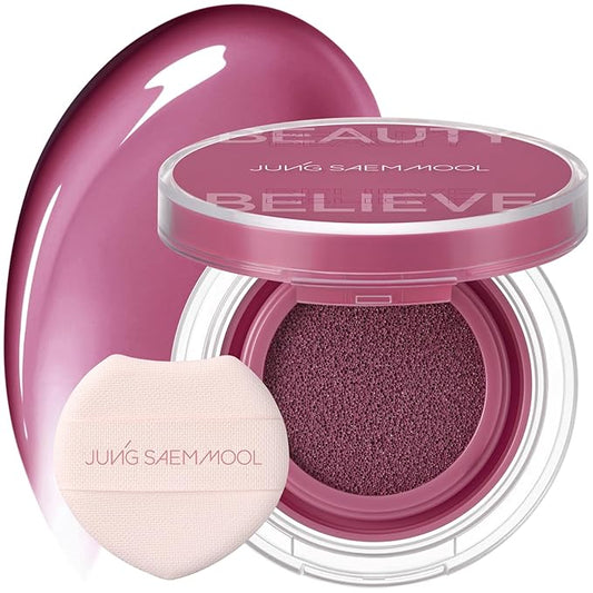 JUNGSAEMMOOL Artist Cushion Blush (Plop Berry) | Easy to Blend, Lightweight, Hydrating Korean Makeup Cushion Blush for Dewy & Glowing Cheeks