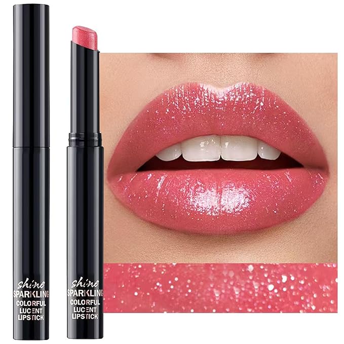 Dark Purple Lipstick with Glitter for Women - Sparkling Lip Glitter, High Impact Color, Transfer Resistant # 04
