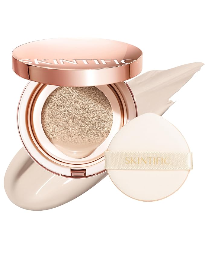 Full Coverage Cushion Foundation, Weightless, Skin Fit, Satin Glow Finish, Oil-Control Waterproof Foundation, Sweatproof Flawless BB Cream CC Korean Makeup