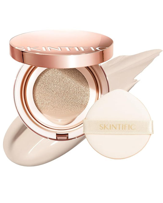 Full Coverage Cushion Foundation, Weightless, Skin Fit, Satin Glow Finish, Oil-Control Waterproof Foundation, Sweatproof Flawless BB Cream CC Korean Makeup
