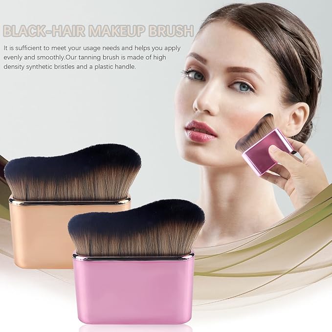 2pcs Self Tanner Brush Body Makeup Brushes Liquid Foundation for Self Tan Brush Self Tan Applicator Face Neck Body Leg Tanning Makeup (Rose pink + champagne gold)