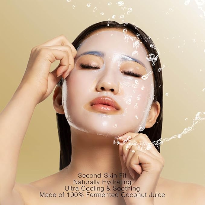 STARSKIN VIP Gold Mask Face, Coconut Bio-Cellulose Revitalizing Face Mask for all Skin Types, Korean Skin Care, Instant Hydration and Plump, Moisturizing and Nourishing, K-Beauty (Pack of 4)