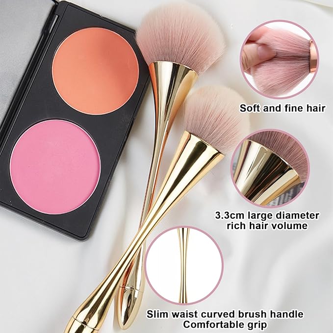 2 Pieces Large Mineral Powder Brush,Kabuki Makeup Brush,Soft Fluffy Foundation Brush Blush Brush,Large Powder Mineral Brush Nail Brushes Makeup Brushes for Daily Makeup