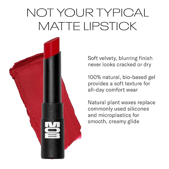 MOB Beauty Soft Matte Lipstick M67 – Red | Weightless, One-Swipe Color Infused with Skincare | Vegan, Silicone-Free, Cruelty-Free Formula in a Biodegradable Capsule