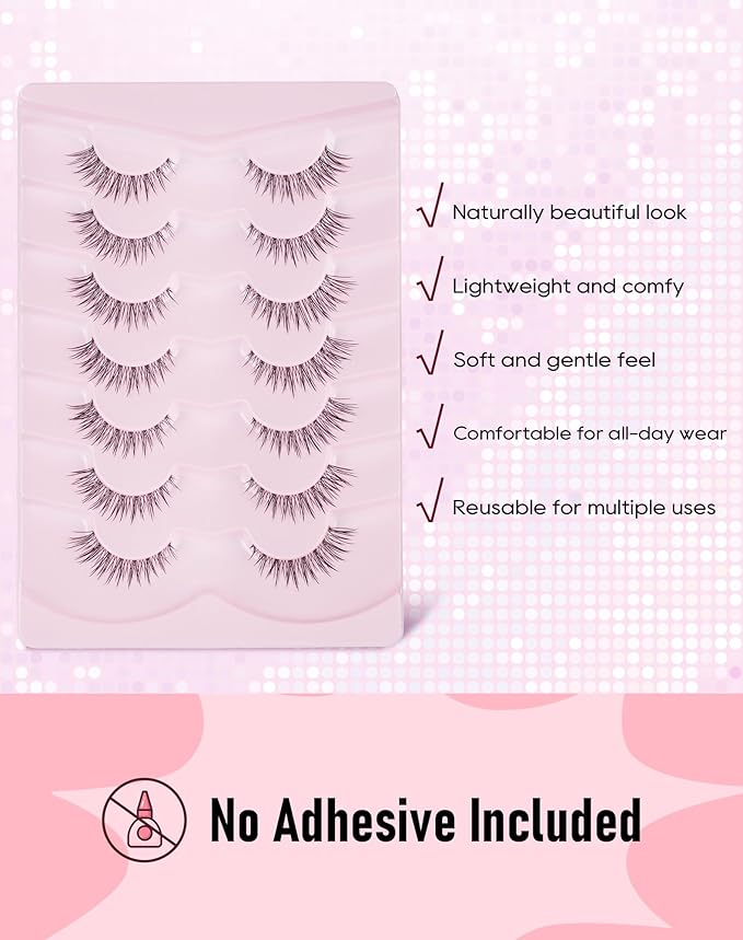 Frihappy Natural Fake Lashes Wispy False Eyelashes Natural Look C Curl HP-65