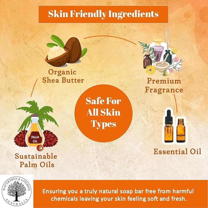 Wavertree & London Trio Gift Box (3 Bars) - 7oz Honey & Almond, Beach and Sicilian Orange Scented Moisturizing Triple Milled Natural Soap Bars - Pure Plant Oil Soap Bars for All Skin Types