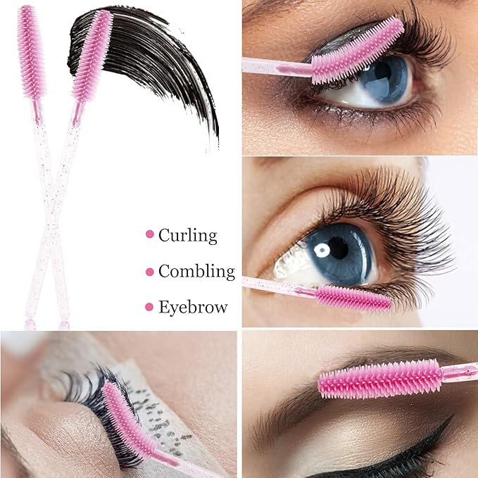 BIHRTC 100PCS Eye Lash Brush Mascara Wands Disposable Lip Applicators Silicone liner Brushes Makeup Tools Lashes Brush Eye Lash Extension for Women Girls Salon Beauty Cosmetic Make Up
