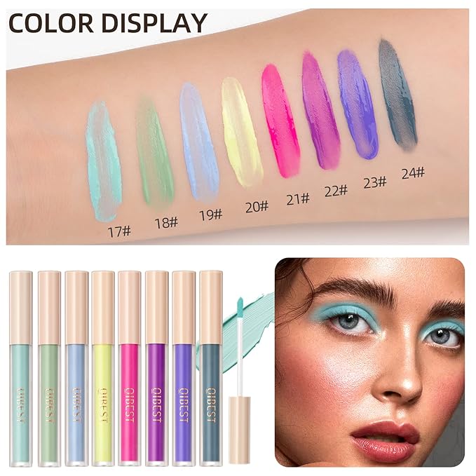 8-Color Liquid Matte Eyeshadow Set - Waterproof & Quick-Drying Formula, Nude & Smoky Creamy Shades for Priming, Highlighting, Contouring - Long-Lasting Eye Makeup Essentials